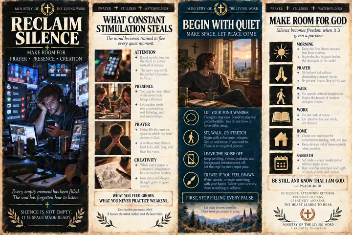 Reclaim Silence: Make room for prayer, presence, creation.